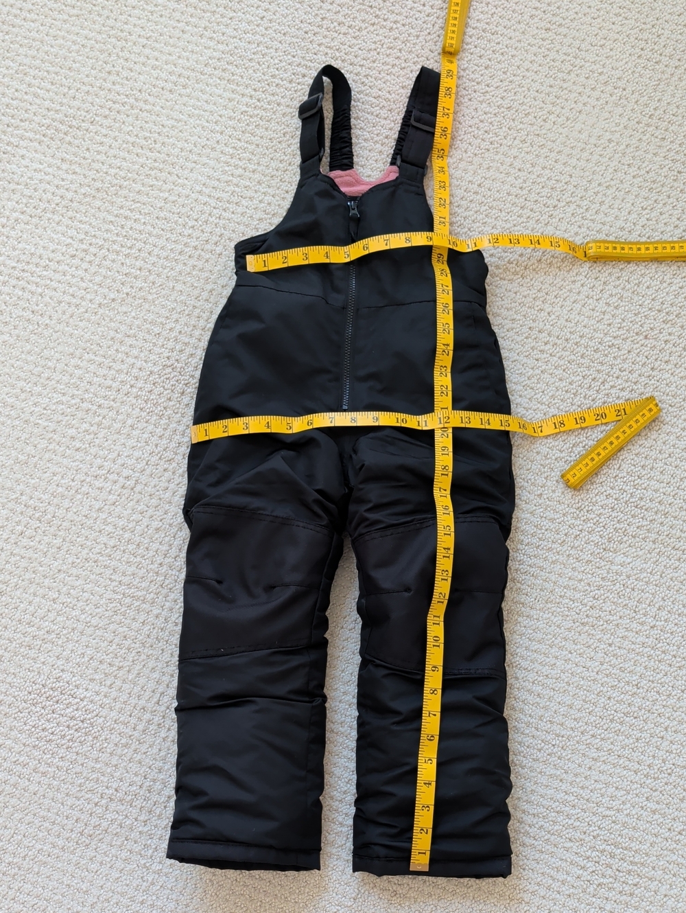 all in motion Black Insulated Kids Snow Overalls with Pink Lining